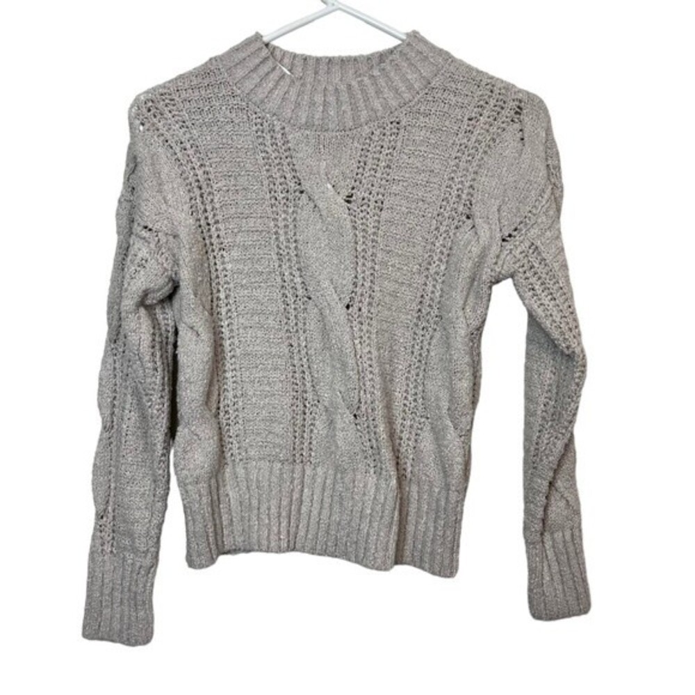 Pink Rose Light Gray Knit Sweater Size S Women